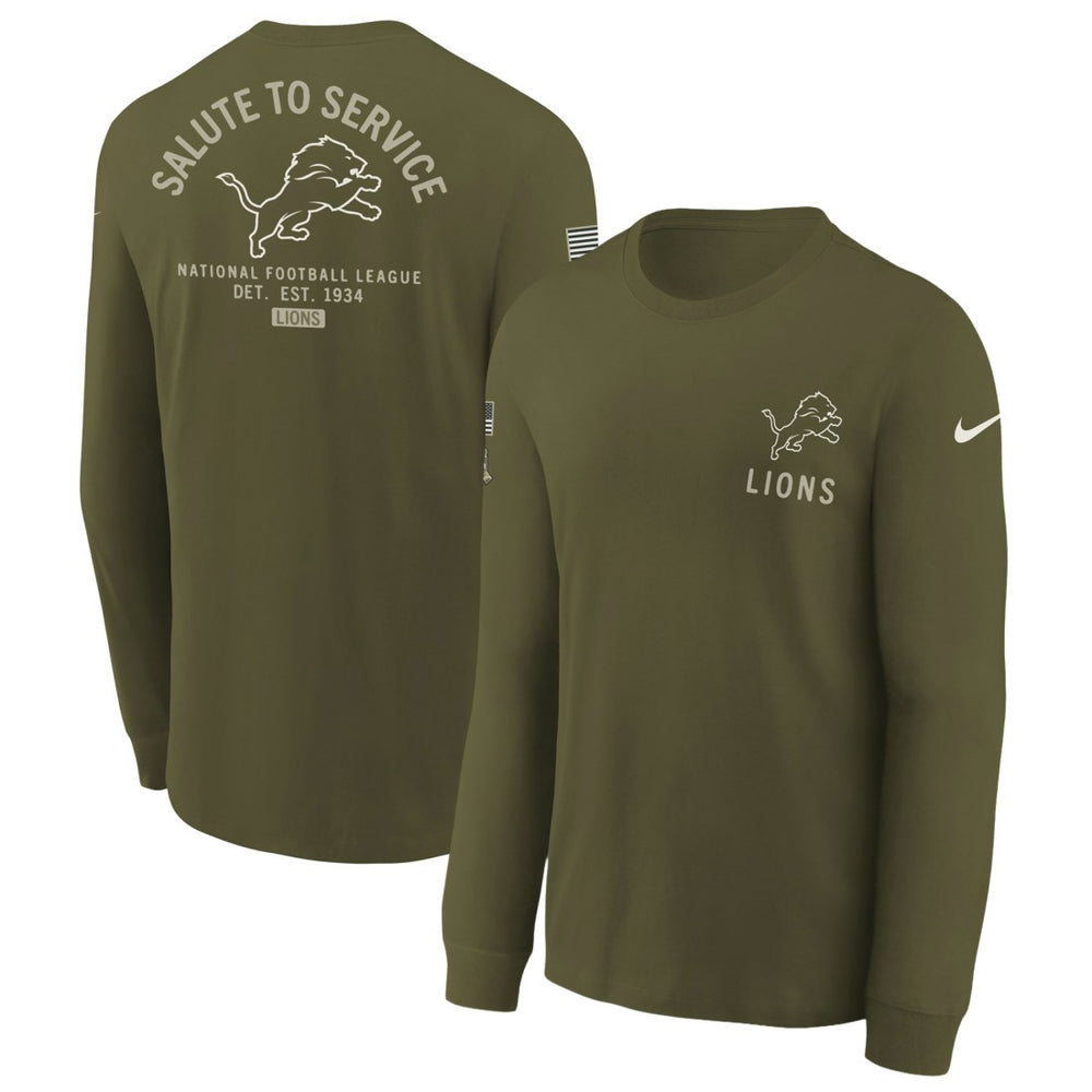 Detroit Lions Nike Youth 2025 Salute to Service Sideline Long Sleeve T-Shirt