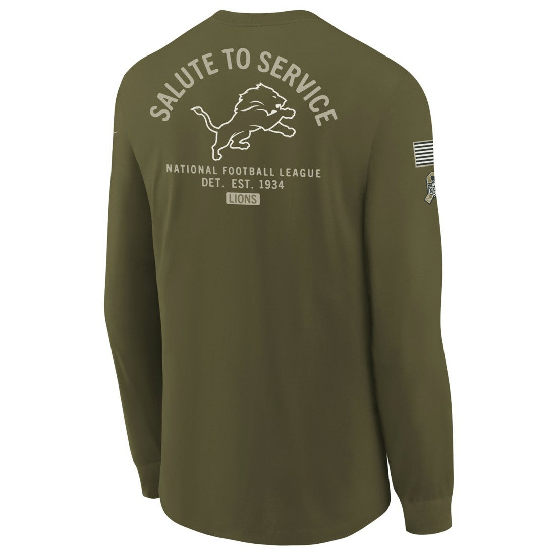 Detroit Lions Nike Youth 2025 Salute to Service Sideline Long Sleeve T-Shirt