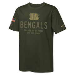 Cincinnati Bengals Nike Youth 2025 Salute to Service Sideline Dri-FIT T-Shirt