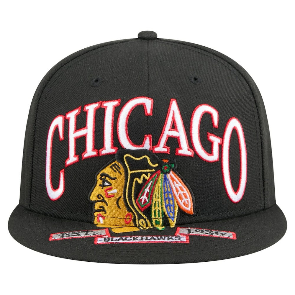 Chicago Blackhawks New Era Oversized Vintage Arch 59Fifty Fitted Hat Discount