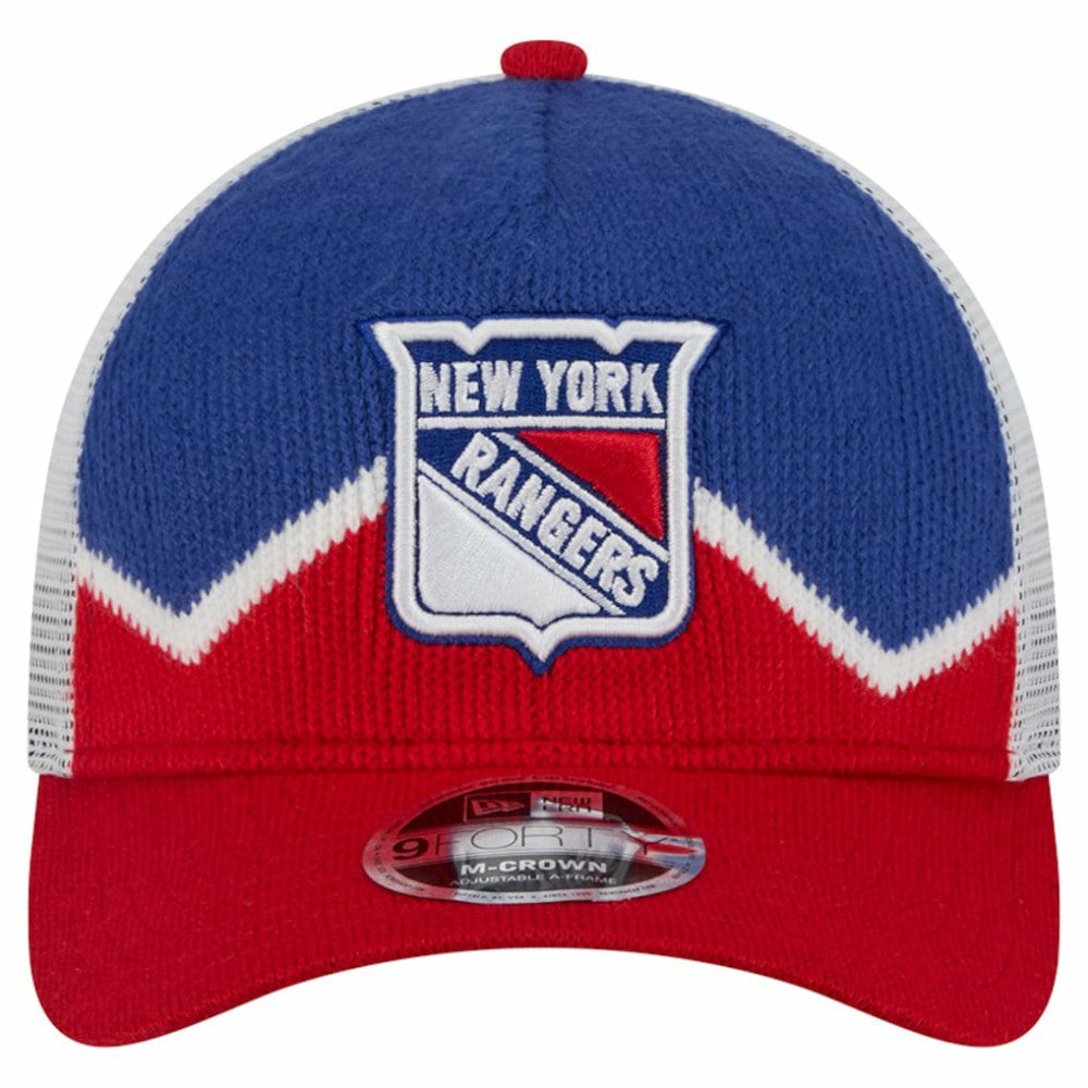 New York Rangers New Era Hockey Sock 9FORTY A-Frame M-Crown Adjustable Trucker Hat For Sale