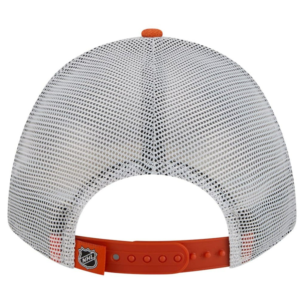Philadelphia Flyers New Era Hockey Sock 9FORTY A-Frame M-Crown Adjustable Trucker Hat On Sale