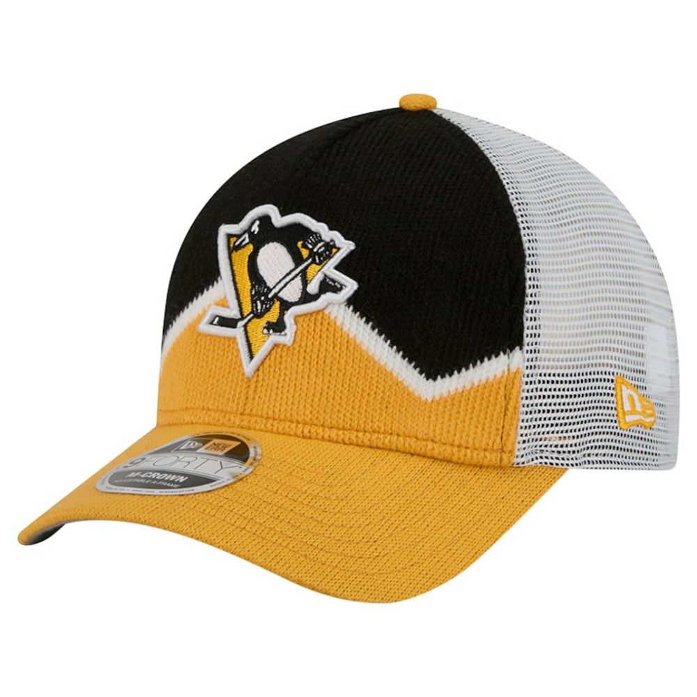 Pittsburgh Penguins New Era Hockey Sock 9FORTY A-Frame M-Crown Adjustable Trucker Hat Sale