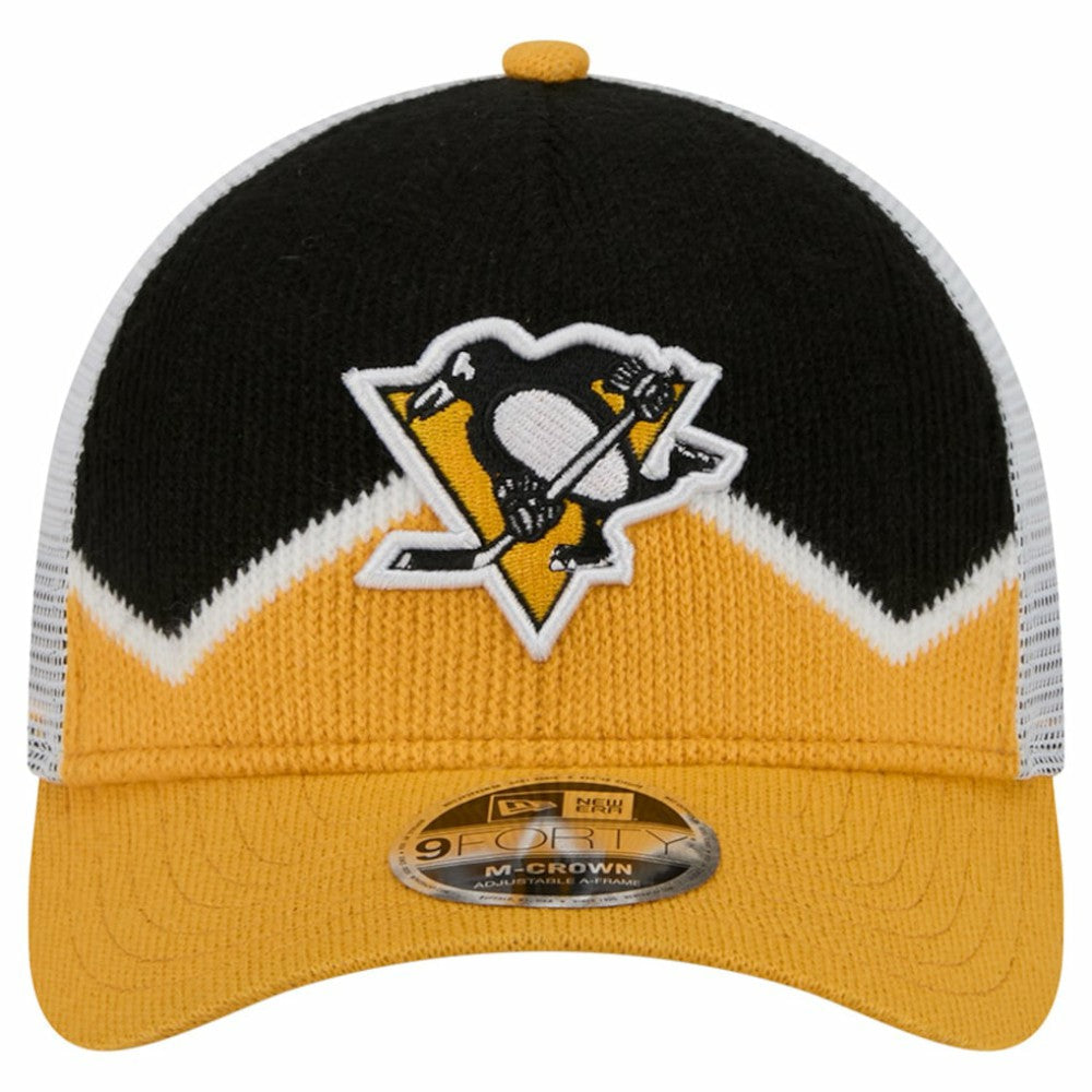 Pittsburgh Penguins New Era Hockey Sock 9FORTY A-Frame M-Crown Adjustable Trucker Hat Sale