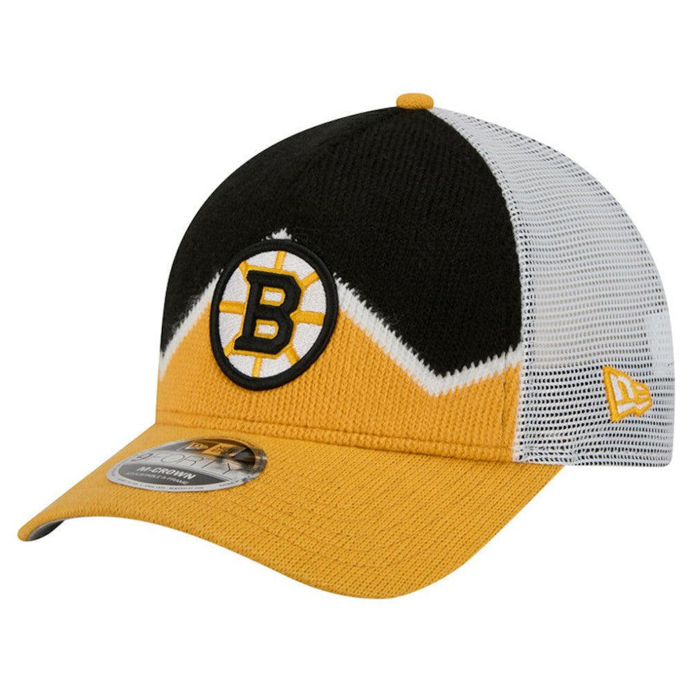 Boston Bruins New Era Hockey Sock 9FORTY A-Frame M-Crown Adjustable Trucker Hat Outlet