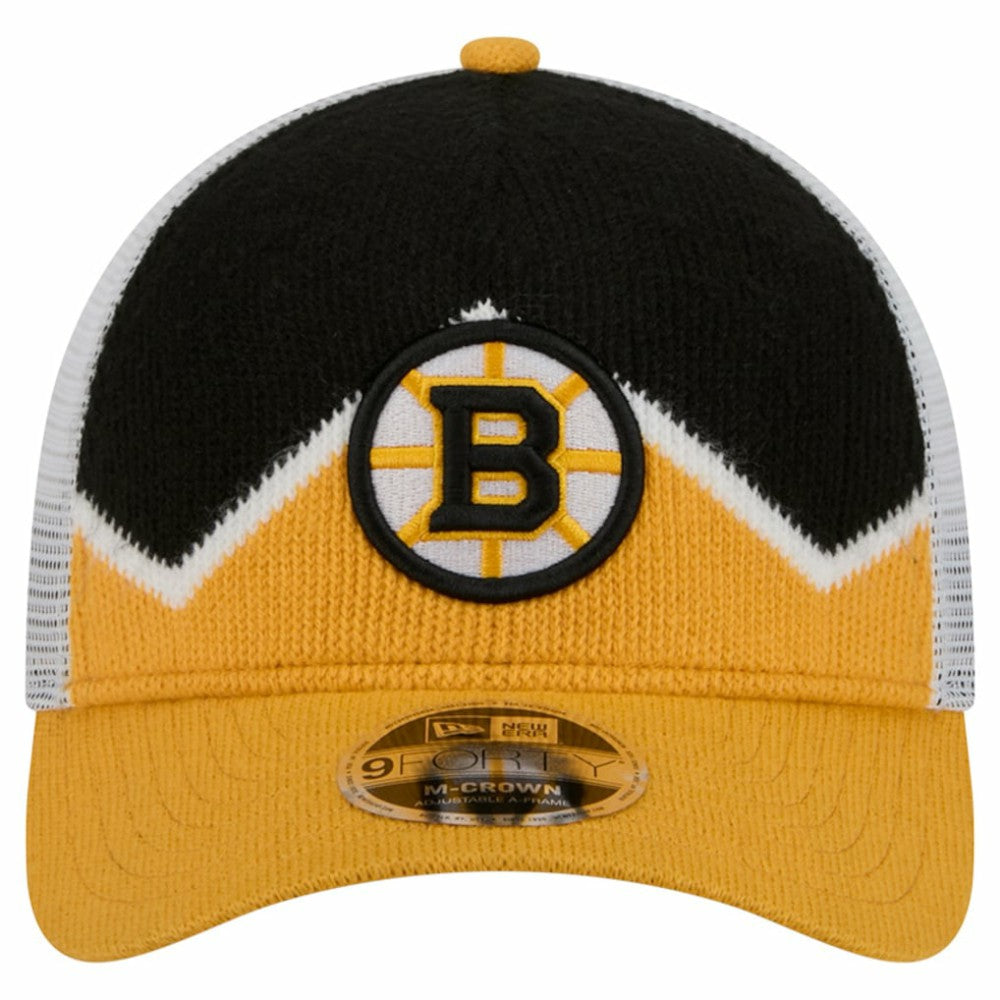 Boston Bruins New Era Hockey Sock 9FORTY A-Frame M-Crown Adjustable Trucker Hat Outlet