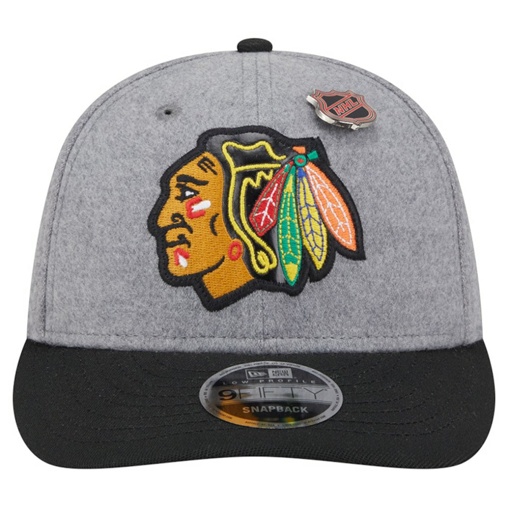 Chicago Blackhawks New Era Wool Pin Low Profile 9FIFTY Snapback Hat Online
