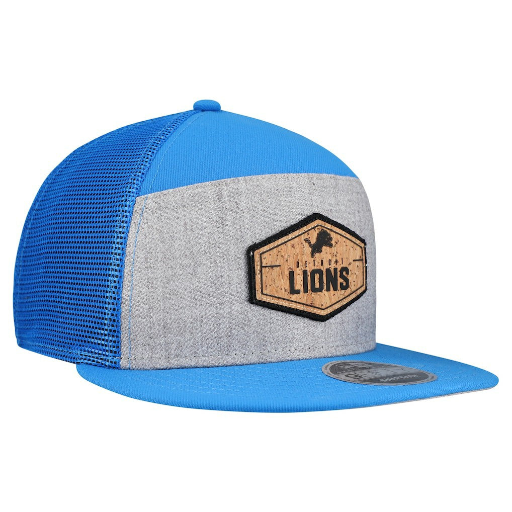 Detroit Lions New Era Cork Split Panel 9FIFTY Trucker Snapback Hat