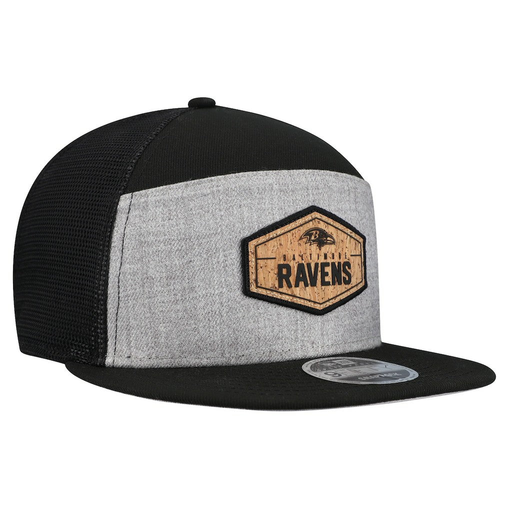 Baltimore Ravens New Era Cork Split Panel 9FIFTY Trucker Snapback Hat