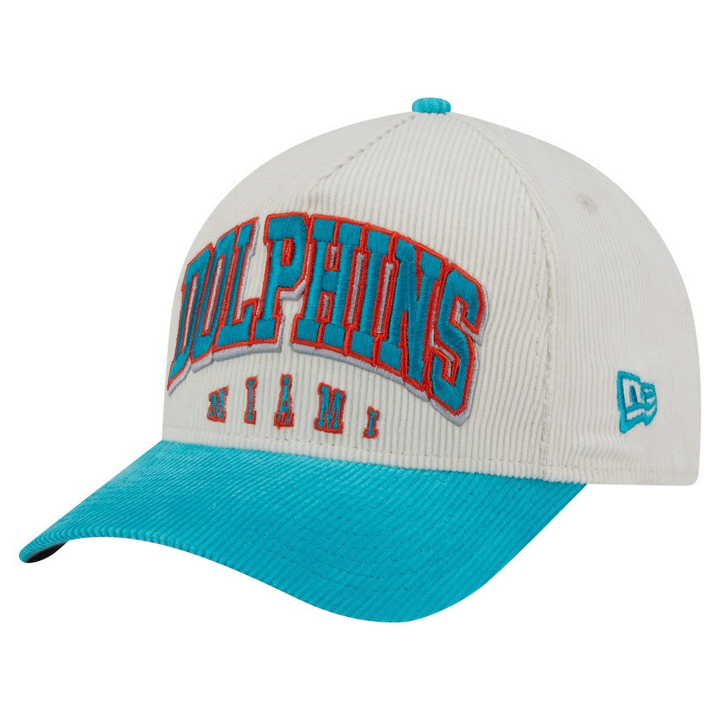 Miami Dolphins New Era Throwback Two-Tone Sided Corduroy 9FORTY A-Frame Adjustable Hat