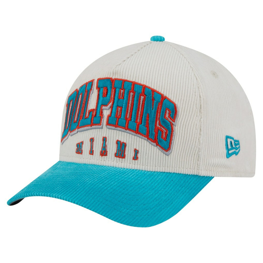 Miami Dolphins New Era Throwback Two-Tone Sided Corduroy 9FORTY A-Frame Adjustable Hat