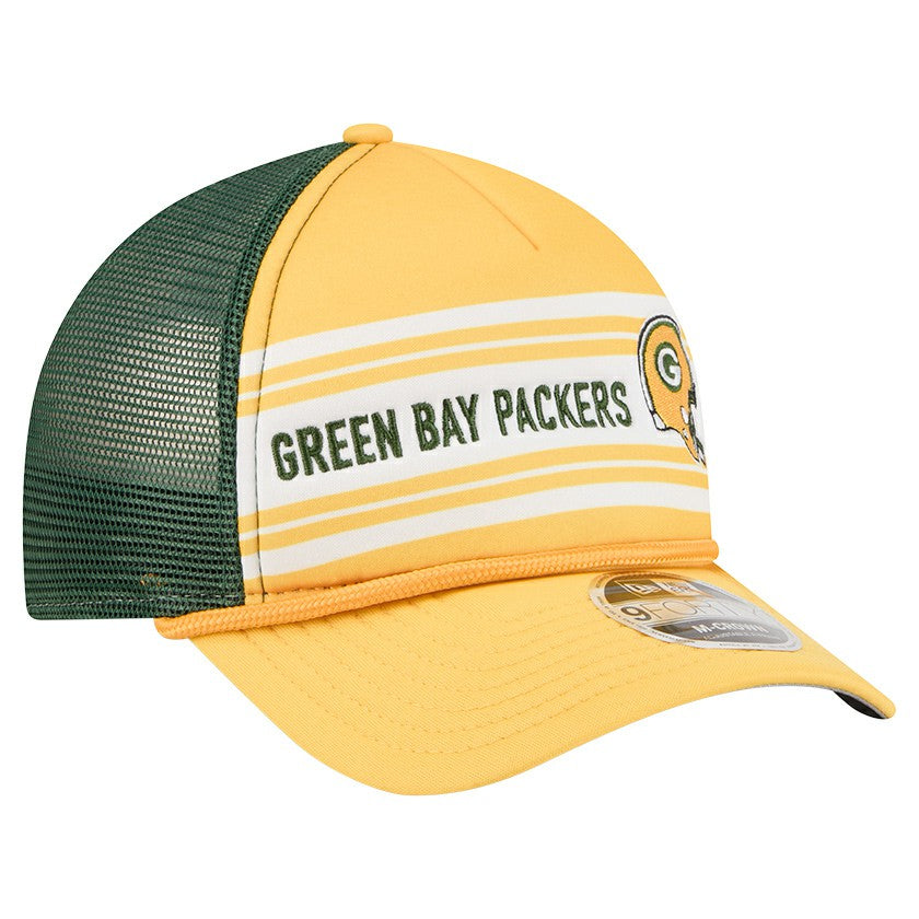 Green Bay Packers New Era Linear A-Frame 9FORTY Adjustable Hat