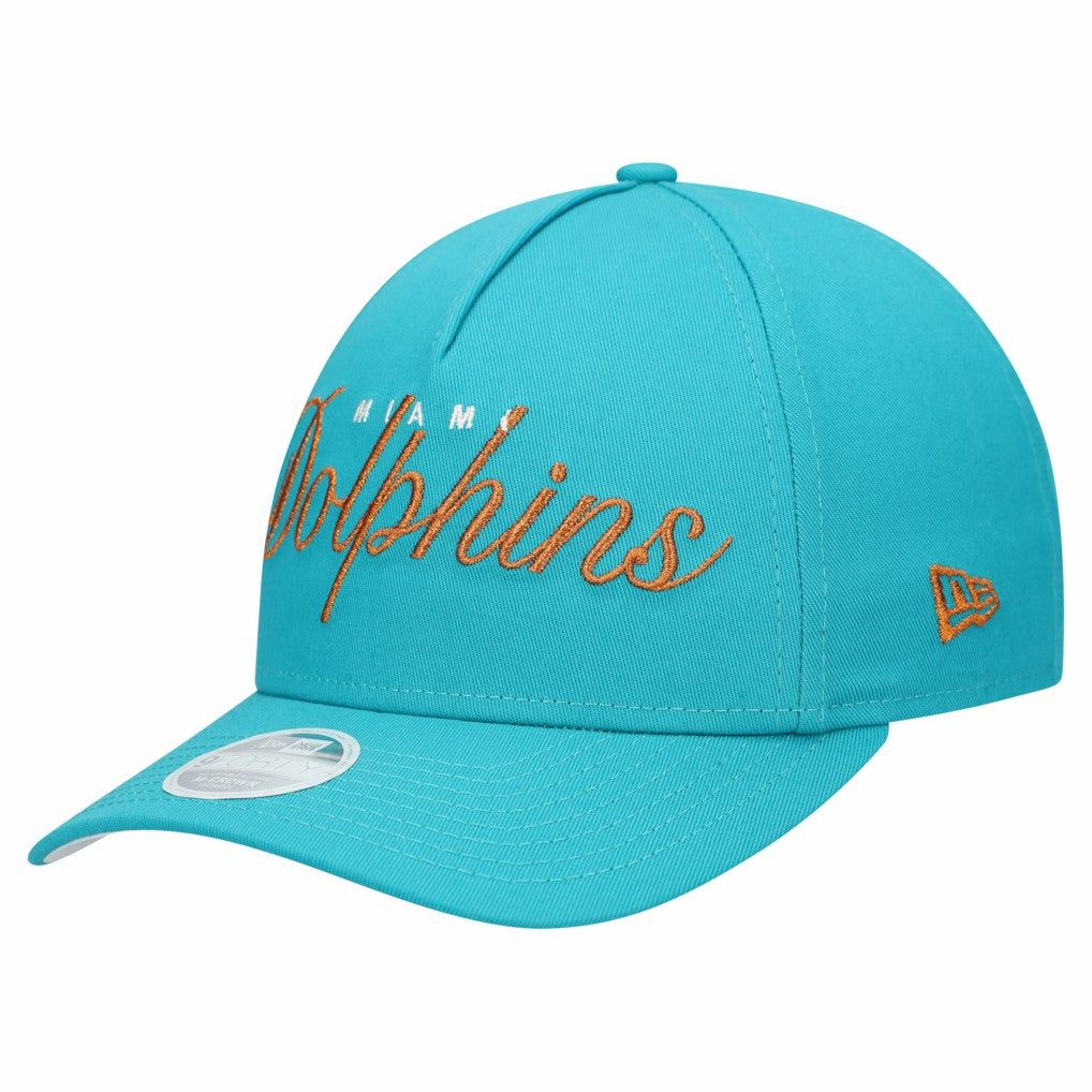 Miami Dolphins New Era Women's Metallic 9FORTY M-Crown A-Frame Adjustable Hat