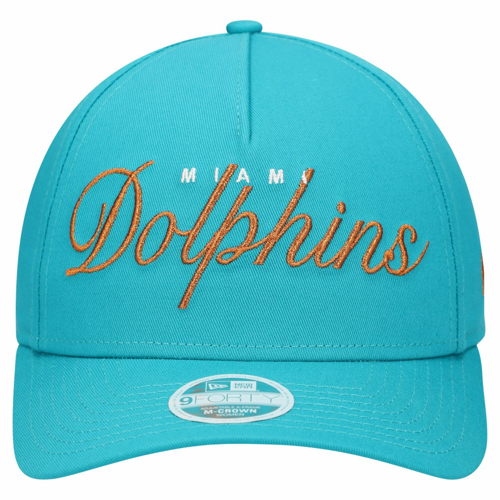 Miami Dolphins New Era Women's Metallic 9FORTY M-Crown A-Frame Adjustable Hat