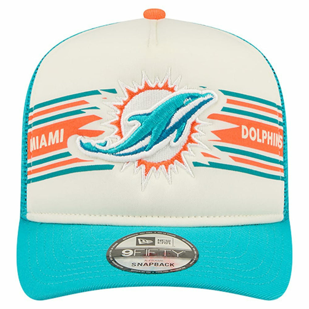 Miami Dolphins New Era Banner A-Frame 9FIFTY Trucker Snapback Hat