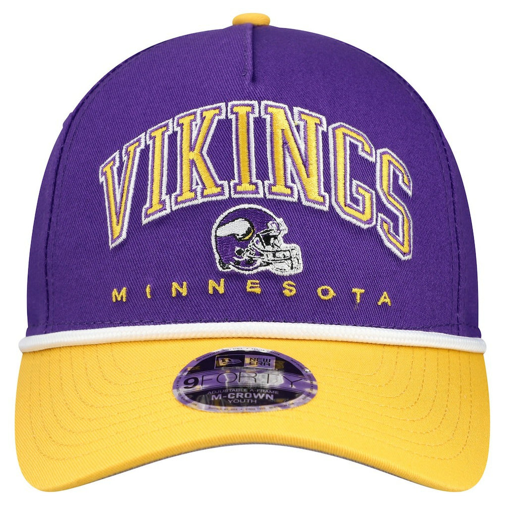 Minnesota Vikings New Era Youth Arch COOLERA 9FORTY A-Frame Adjustable Hat