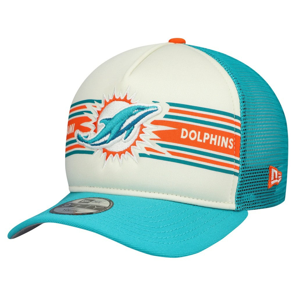 Miami Dolphins New Era Youth Banner 9FIFTY A-Frame Adjustable Trucker Hat
