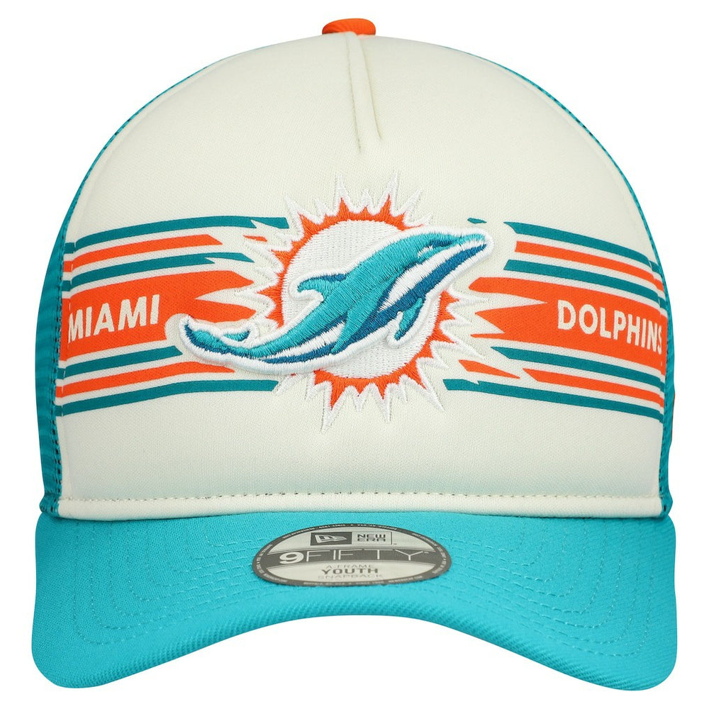 Miami Dolphins New Era Youth Banner 9FIFTY A-Frame Adjustable Trucker Hat
