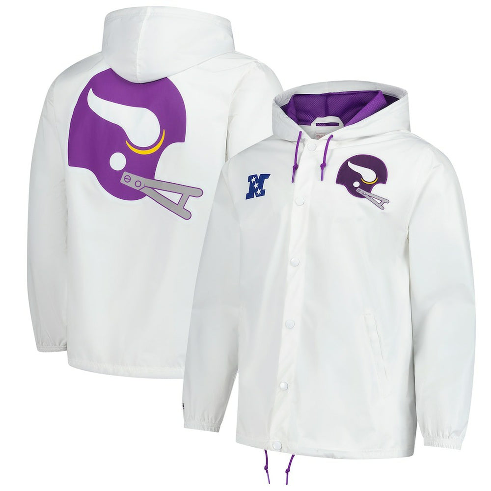 Minnesota Vikings Mitchell & Ness Vintage Logo Coaches Full-Snap Hoodie Jacket