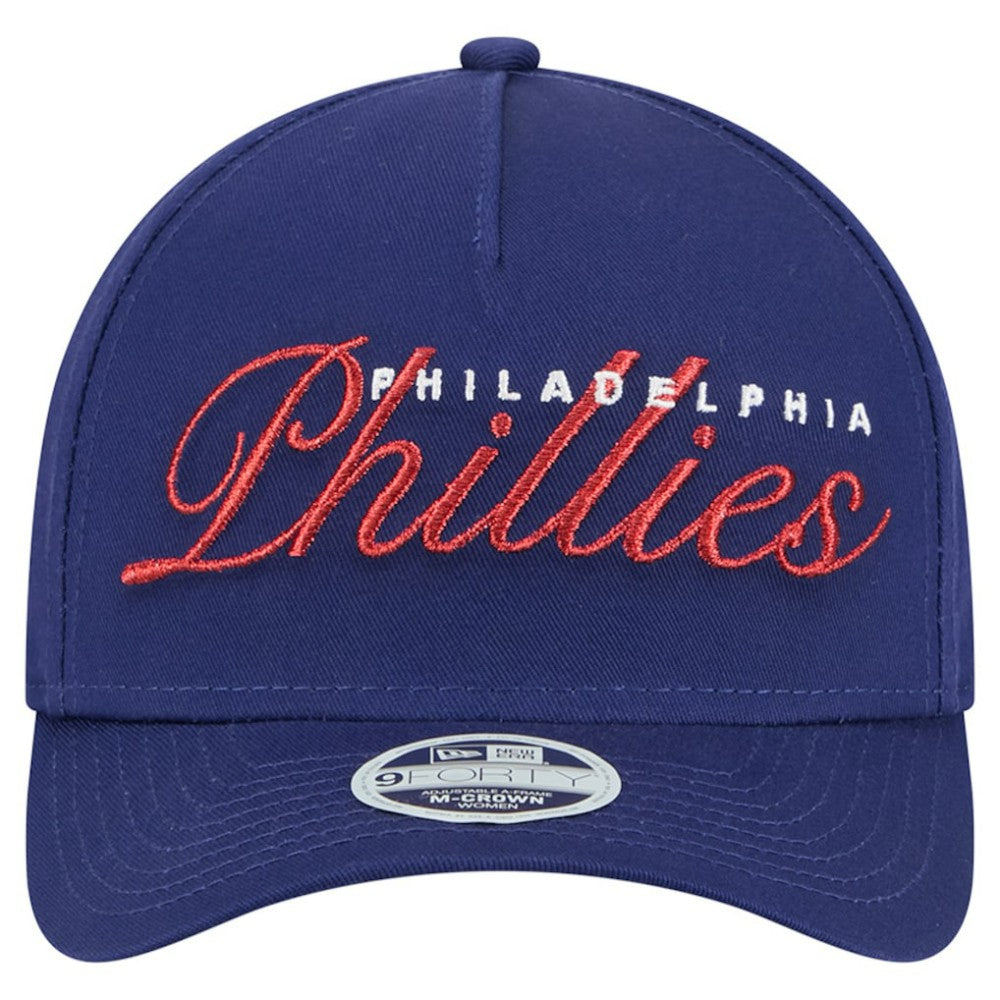 Philadelphia Phillies New Era Women's Metallic A-Frame 9FORTY Adjustable Hat | MLB Outlet