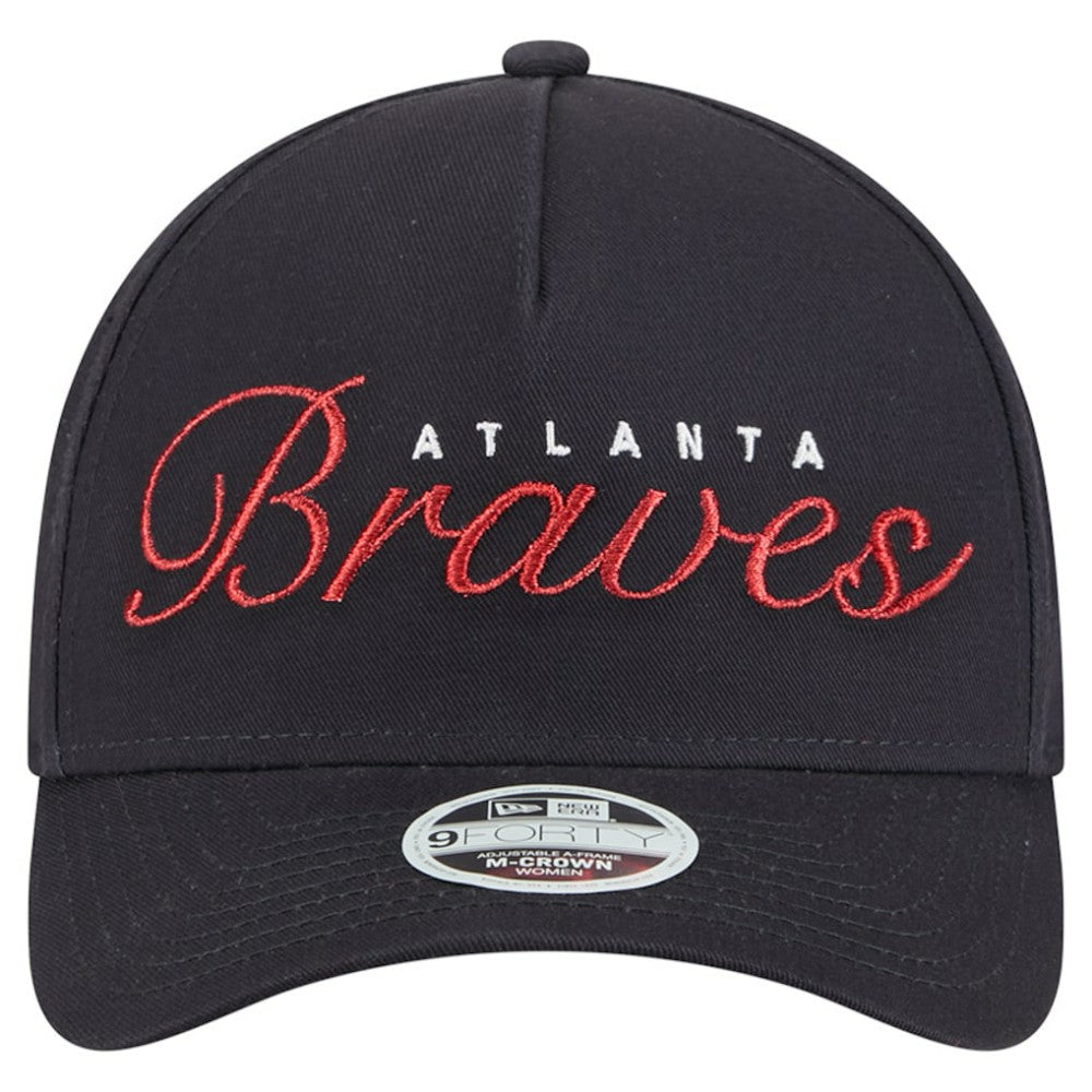 Atlanta Braves New Era Women's Metallic A-Frame 9FORTY Adjustable Hat | MLB Shop