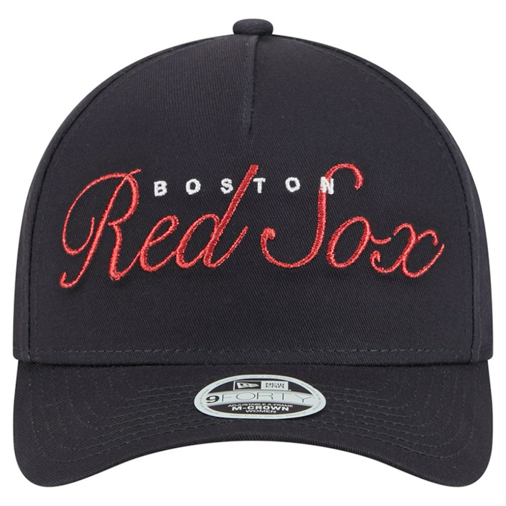 Boston Red Sox New Era Women's Metallic A-Frame 9FORTY Adjustable Hat | MLB New