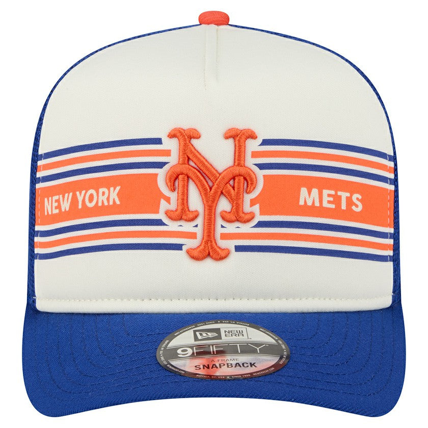 New York Mets New Era Banner A-Frame 9FIFTY Trucker Snapback Hat | MLB On Sale