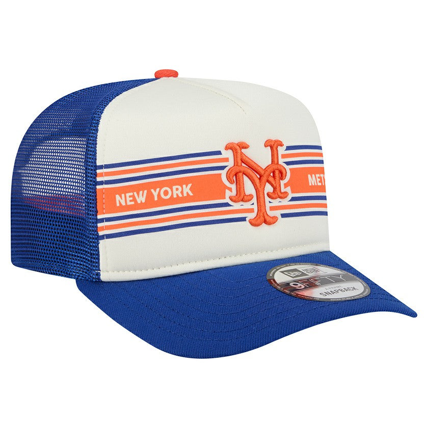 New York Mets New Era Banner A-Frame 9FIFTY Trucker Snapback Hat | MLB On Sale