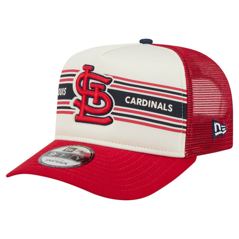 St. Louis Cardinals New Era Banner A-Frame 9FIFTY Trucker Snapback Hat | MLB Outlet