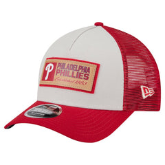 Philadelphia Phillies New Era Text A-Frame Trucker 9FORTY Hat | MLB Sale