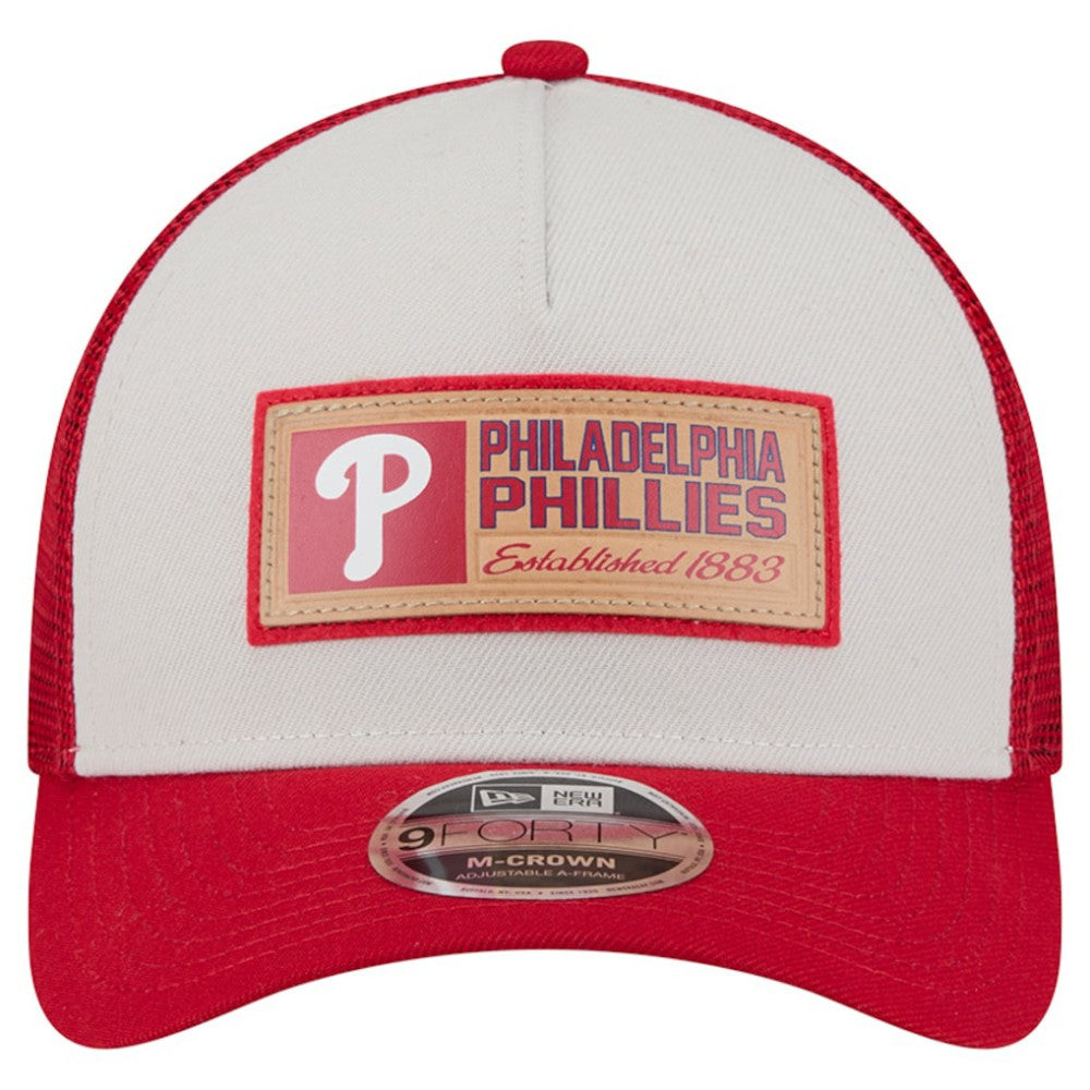 Philadelphia Phillies New Era Text A-Frame Trucker 9FORTY Hat | MLB Sale