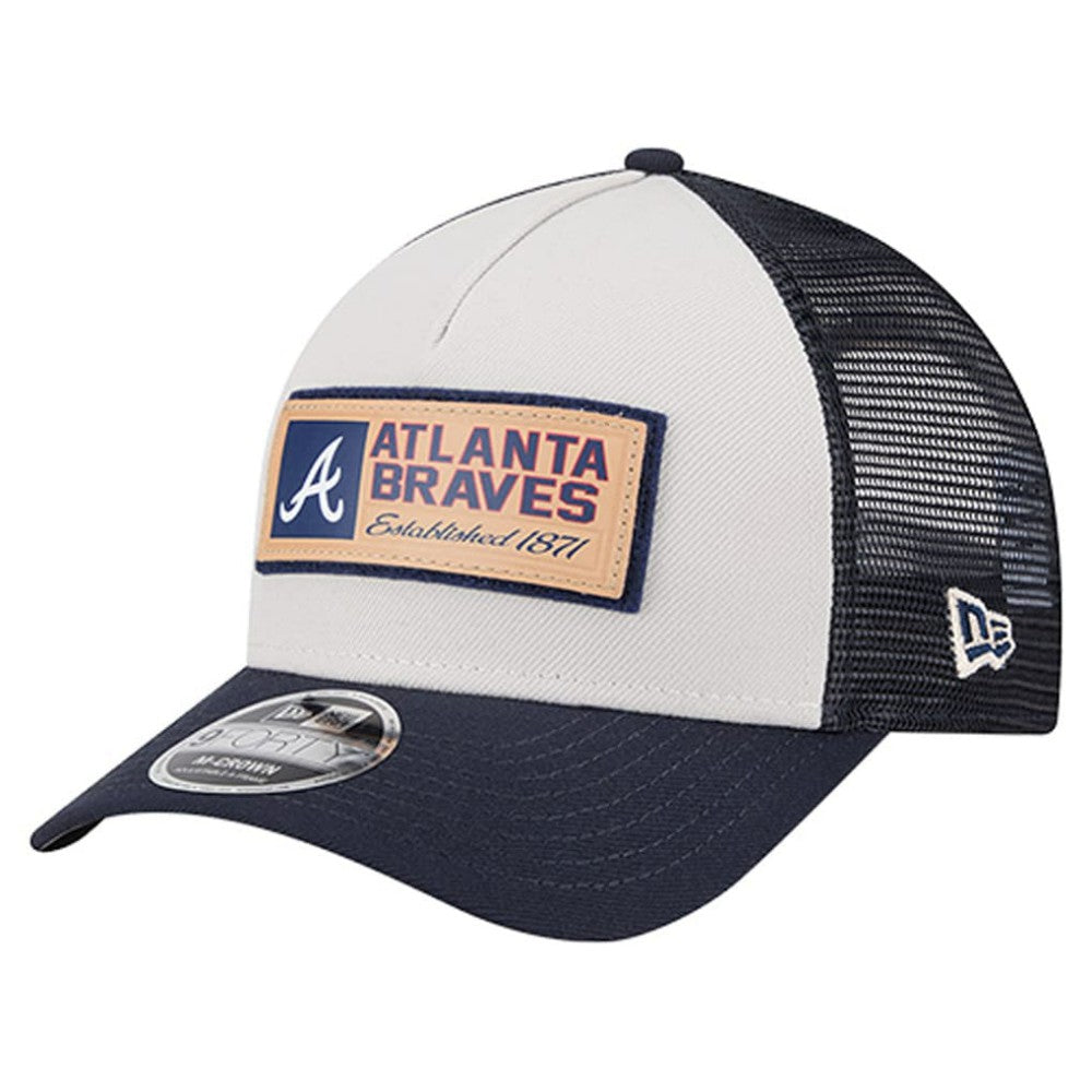 Atlanta Braves New Era Text A-Frame Trucker 9FORTY Hat | MLB For sale