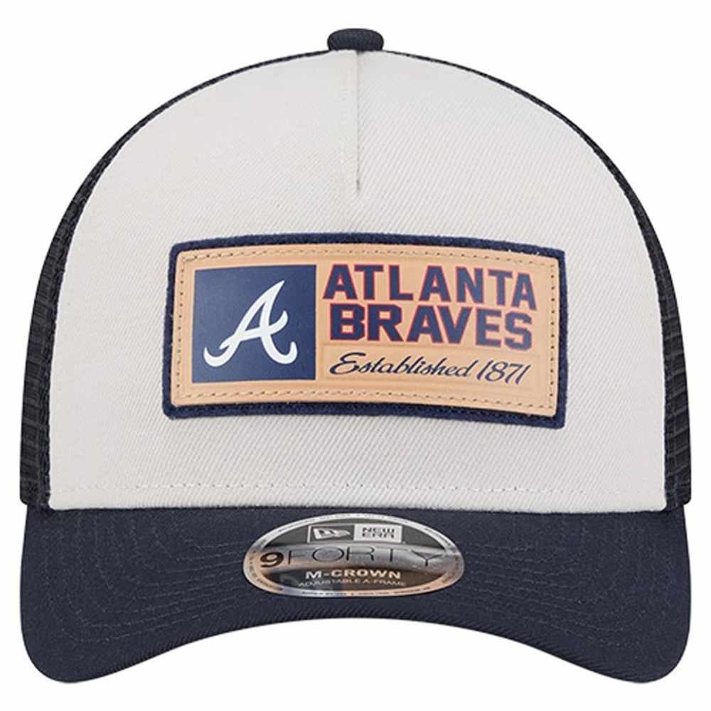 Atlanta Braves New Era Text A-Frame Trucker 9FORTY Hat | MLB For sale