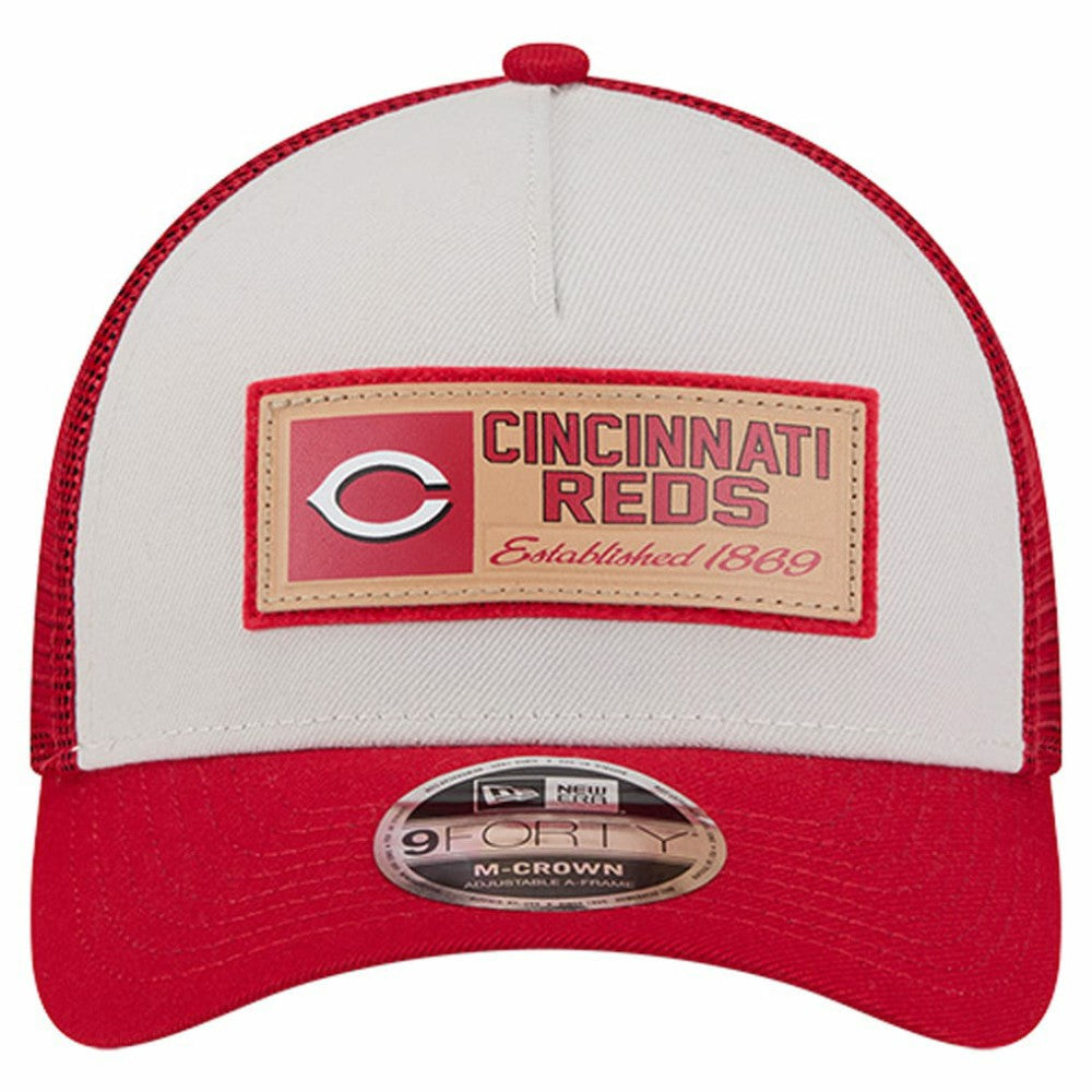 Cincinnati Reds New Era Text A-Frame Trucker 9FORTY Hat | MLB On Sale