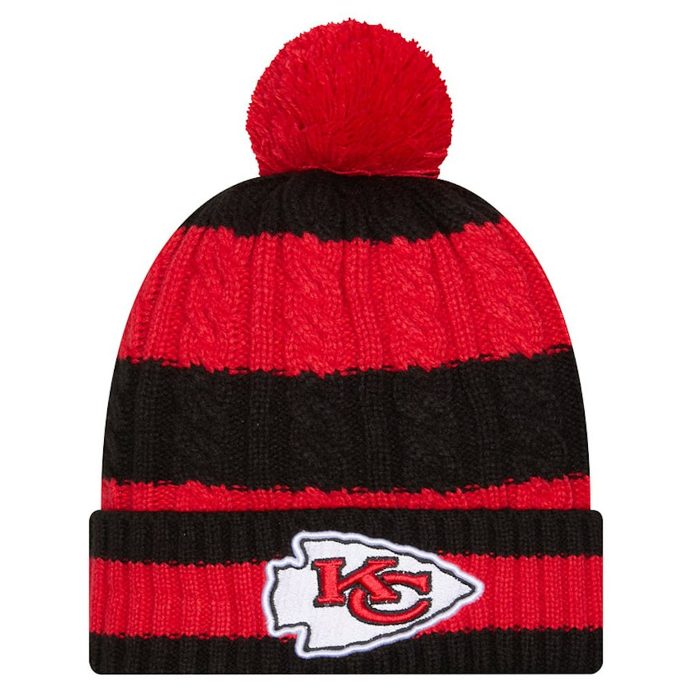 Kansas City Chiefs New Era Women's Braided Cuffed Knit Hat with Pom