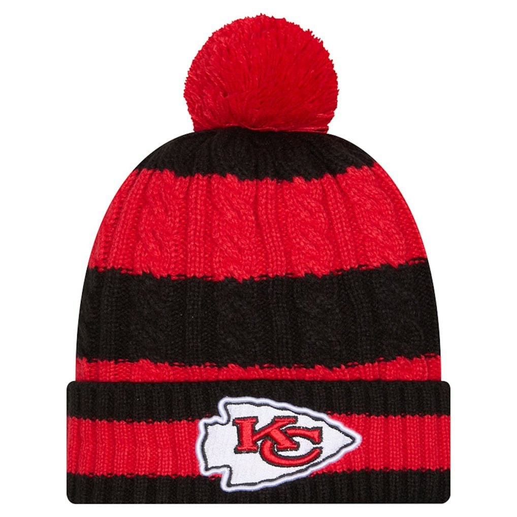 Kansas City Chiefs New Era Women's Braided Cuffed Knit Hat with Pom