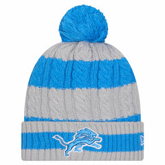 Detroit Lions New Era Women's Braided Cuffed Knit Hat with Pom