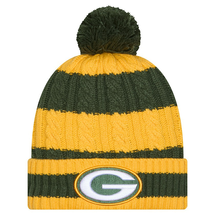 Green Bay Packers New Era Women's Braided Cuffed Knit Hat with Pom