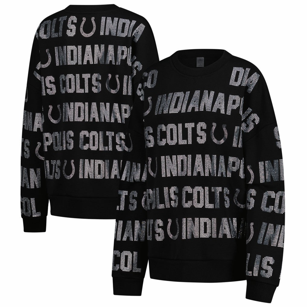 Indianapolis Colts  Gameday Couture Women's Oversized Hype Era Rhinestone Text Sweatshirt