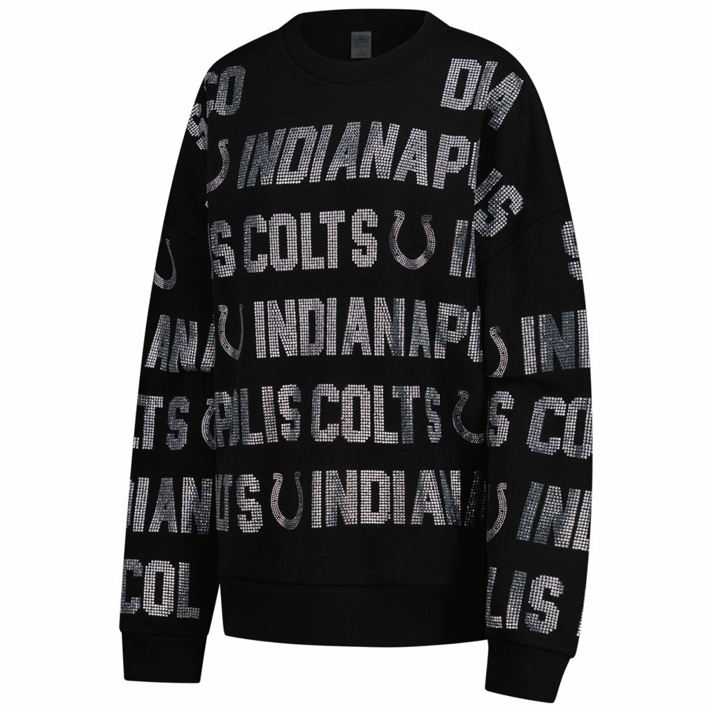 Indianapolis Colts  Gameday Couture Women's Oversized Hype Era Rhinestone Text Sweatshirt