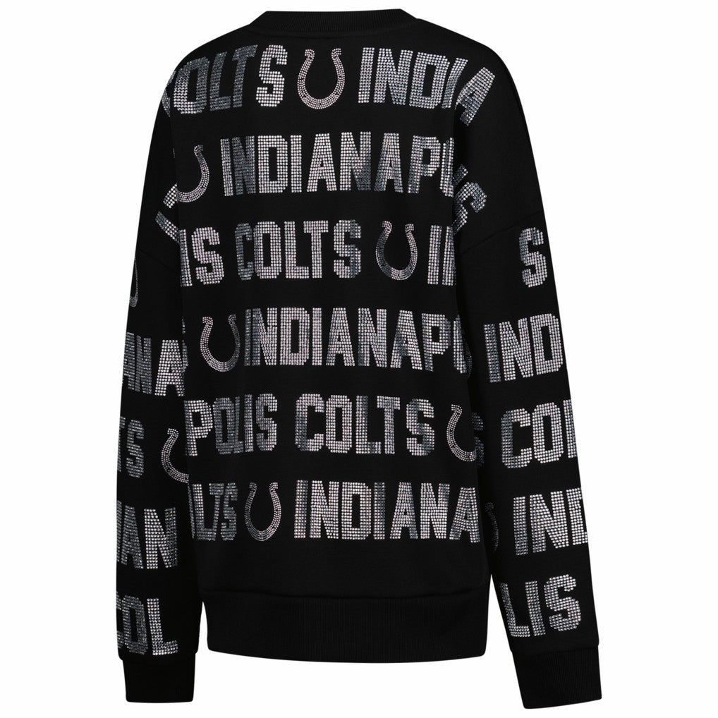 Indianapolis Colts  Gameday Couture Women's Oversized Hype Era Rhinestone Text Sweatshirt