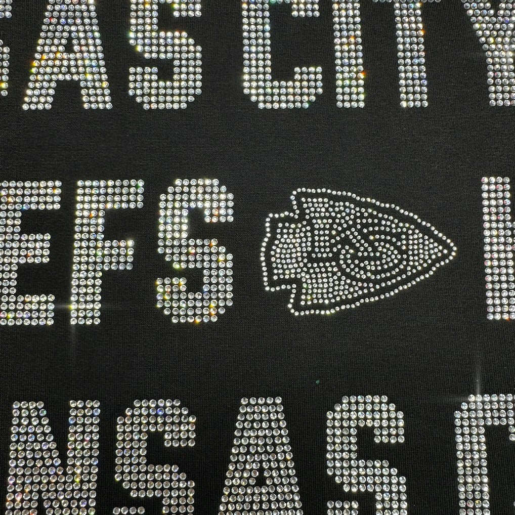 Kansas City Chiefs  Gameday Couture Women's Oversized Hype Era Rhinestone Text Sweatshirt
