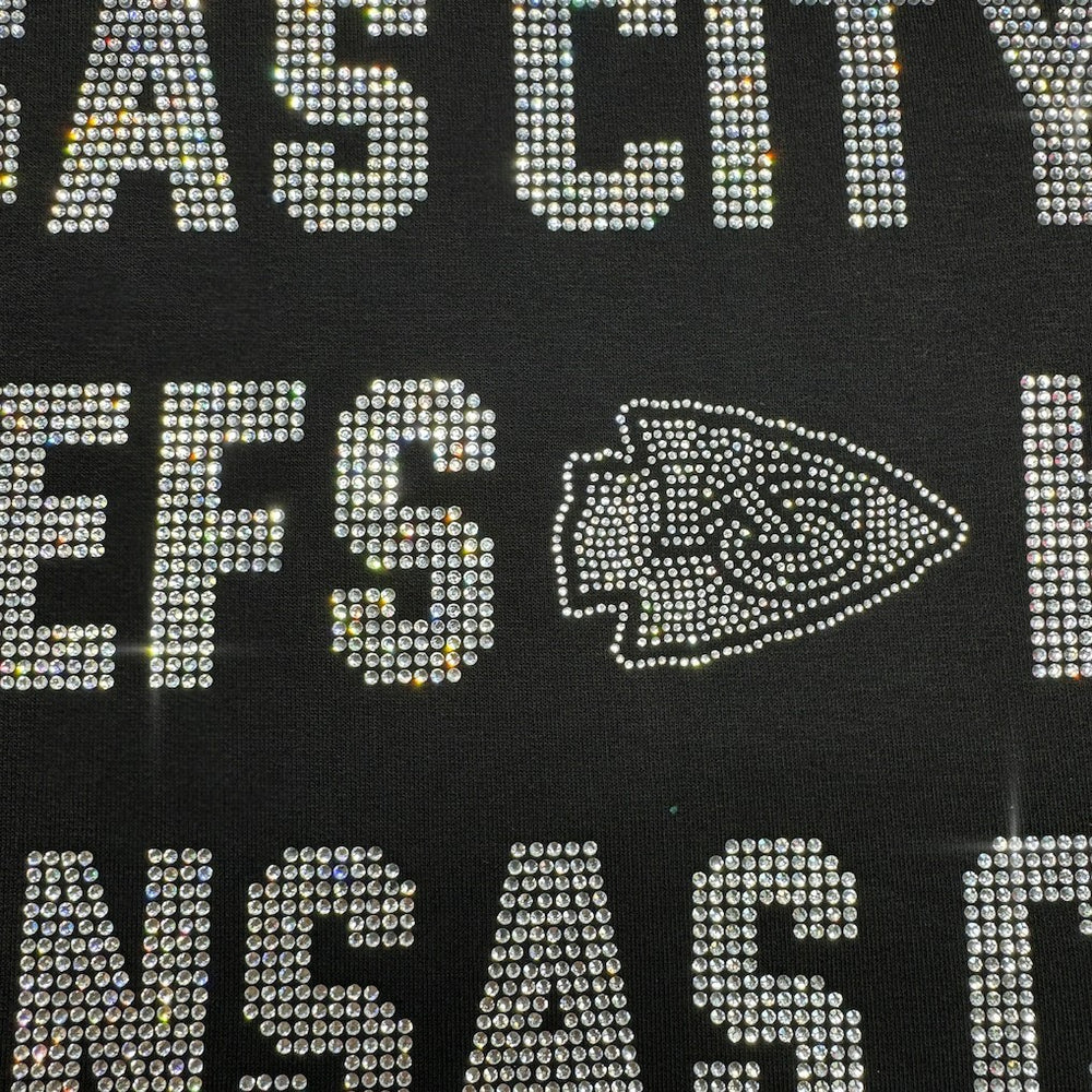 Kansas City Chiefs  Gameday Couture Women's Oversized Hype Era Rhinestone Text Sweatshirt
