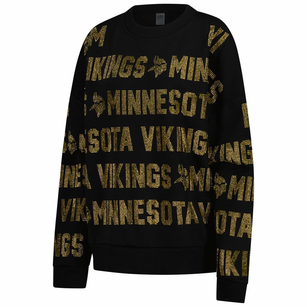Minnesota Vikings  Gameday Couture Women's Oversized Hype Era Rhinestone Text Sweatshirt
