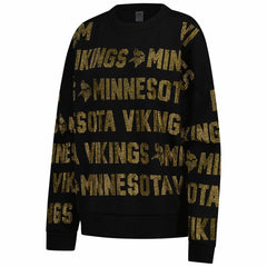 Minnesota Vikings  Gameday Couture Women's Oversized Hype Era Rhinestone Text Sweatshirt