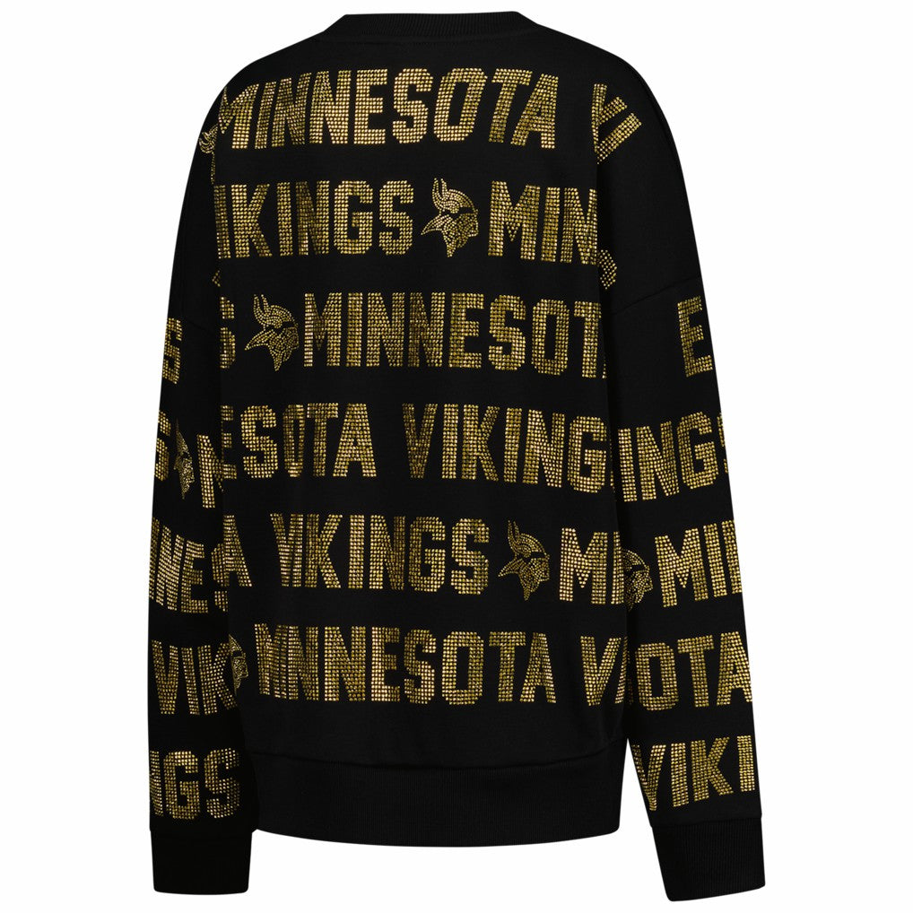 Minnesota Vikings  Gameday Couture Women's Oversized Hype Era Rhinestone Text Sweatshirt