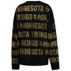 Minnesota Vikings  Gameday Couture Women's Oversized Hype Era Rhinestone Text Sweatshirt