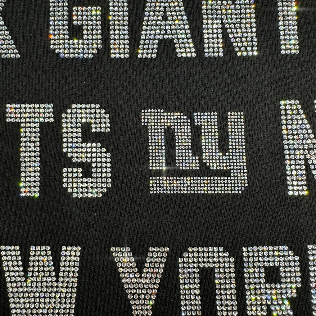 New York Giants New Era Gameday Couture Women's Oversized Hype Era Rhinestone Text Sweatshirt