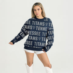 Tennessee Titans  Gameday Couture Women's Oversized Hype Era Rhinestone Text Sweatshirt