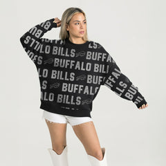 Buffalo Bills  Gameday Couture Women's Oversized Hype Era Rhinestone Text Sweatshirt
